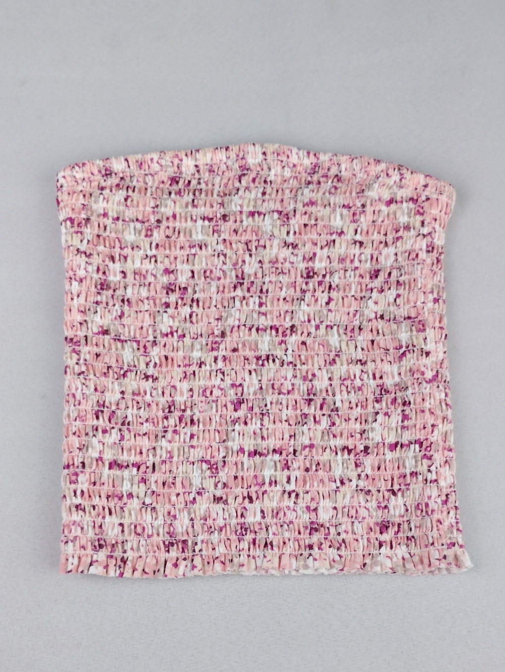 Garage Smocked Tube Top in Pink Blend.